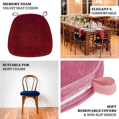 Velvet Chair Cushion with 2" Thick Memory Foam and Ties Navy Blue - Removable Cover for Chiavari Chairs