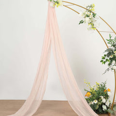 20ft Blush Gauze Cheesecloth Fabric Wedding Arch Drapery, Window Scarf Valance, Boho Decor Arbor Curtain Panel