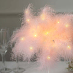 Table Lamp Feather Design Blush LED Battery Operated - Cordless Wedding Centerpiece 15"