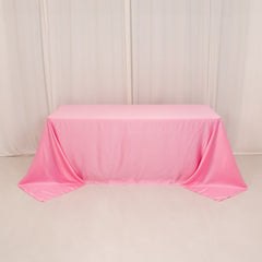 Lamour Satin 90"x132" Rectangle Tablecloth Pink - Soft & Silk-Like Seamless Table Cover
