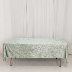 Premium Crushed Velvet 60"x102" Rectangle Tablecloth Sage Green - Reusable Soft Table Cover