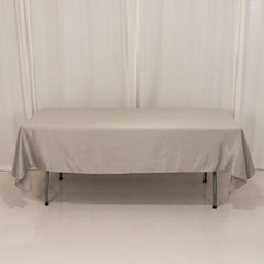 Lamour Satin 60"x102" Rectangle Tablecloth Silver - Durable & Silky Soft Feel Table Cover