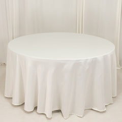 Lamour Satin 120" Round Tablecloth Ivory - Seamless Table Cover with Soft Tempered Sheen