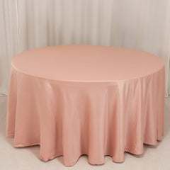 Lamour Satin 120" Round Tablecloth Dusty Rose - Seamless Table Cover with Soft Tempered Sheen