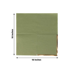 50-Pack Paper Beverage Napkins Olive Green with Gold Foil Edge - 2 Ply Disposable Soft 18GSM Cocktail Napkins 5"x5"