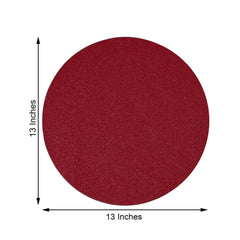 6-Pack Placemats Glitter Design Burgundy Sparkle Round - Non-Slip Decorative Dining Table Mats 13"