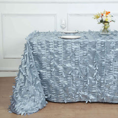 Taffeta 90"x156" Rectangle Tablecloth Dusty Blue | 3D Leaf Petal Design Seamless Table Cover