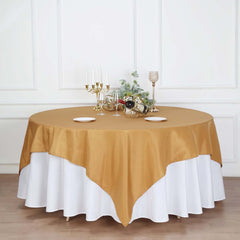 Polyester 90"x90" Table Overlay Square Tablecloth Gold - Wrinkle-Resistant & Durable Table Cover for Events