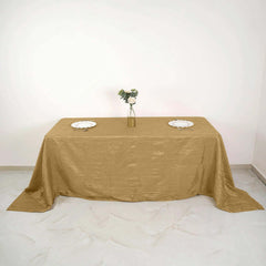 Taffeta 90"x132" Rectangle Tablecloth Gold - Seamless Accordion Crinkle Design for Sophisticated Gatherings