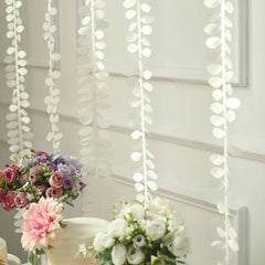 Taffeta Ribbon Sash with 4" Leaf Petal Design Ivory 50ft - Sophisticated Artificial Fabric Garland