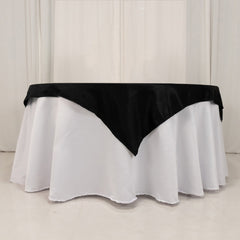 Lamour Satin 54"x54" Table Overlay Square Tablecloth Black - Durable & Silk-Like Table Cover for Weddings & Parties
