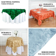 Taffeta 72"x72" Table Overlay Square Tablecloth Taupe - 3D Leaf Petal Table Cover