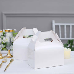25 Pack Classic White Candy Gift Tote Gable Boxes, Party Favor Treat Bags - 6"x3.5"x7"