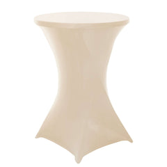 Spandex 24"-32" Round Cocktail Table Cover Beige - Easy to Maintain Stretch Fitted Highboy Tablecloth