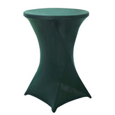 Spandex 24"-32" Round Cocktail Table Cover Hunter Emerald Green - Easy to Maintain Stretch Fitted Highboy Tablecloth