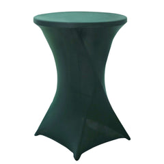 Spandex 24"-32" Round Cocktail Table Cover Hunter Emerald Green - Easy to Maintain Stretch Fitted Highboy Tablecloth