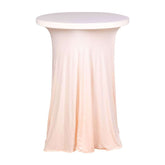Spandex 32" Round Cocktail Table Cover Skirt Blush With Natural Wavy Drapes