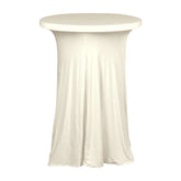 Spandex 32" Round Cocktail Table Cover Skirt Ivory With Natural Wavy Drapes