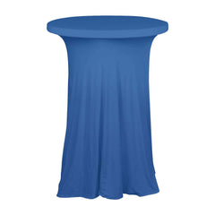 Spandex 32" Round Cocktail Table Cover Skirt Royal Blue With Natural Wavy Drapes