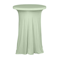 Spandex 32" Round Cocktail Table Cover Skirt Sage Green With Natural Wavy Drapes