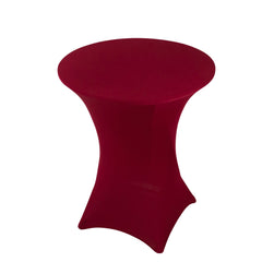 Spandex 33"-36" Round Cocktail Table Cover Burgundy - Easy to Maintain Stretch Fitted Highboy Tablecloth