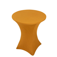 Spandex 33"-36" Round Cocktail Table Cover Gold - Easy to Maintain Stretch Fitted Highboy Tablecloth for Events
