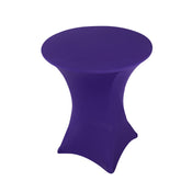 Spandex 33"-36" Round Cocktail Table Cover Purple - Easy to Maintain Stretch Fitted Highboy Tablecloth