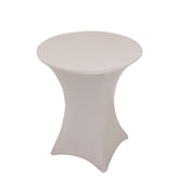 Spandex 33"-36" Round Cocktail Table Cover Silver - Easy to Maintain Stretch Fitted Highboy Tablecloth