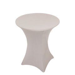Spandex 33"-36" Round Cocktail Table Cover Silver - Easy to Maintain Stretch Fitted Highboy Tablecloth