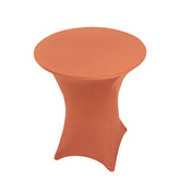 Spandex 33"-36" Round Cocktail Table Cover Terracotta (Rust) - Easy to Maintain Stretch Fitted Highboy Tablecloth
