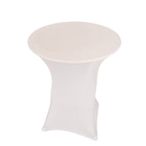 Spandex 33"-36" Round Cocktail Table Cover White - Easy to Maintain Stretch Fitted Highboy Tablecloth for Events