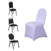 Spandex Chair Cover for Banquet Chairs Lavender Lilac - Stretch 160GSM Fabric with Slip-On Slipcover