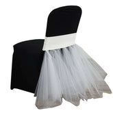 Spandex Chair Cover Skirt Tutu Style for Wedding Chairs Ivory - Stylish Decor for Formal Events