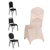 Spandex Chair Cover with Blush Rhinestone Buckled Sash Band Blush - Stretch Fitted Slipcover