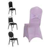 Spandex Chair Cover with Lavender Lilac Rhinestone Buckled Sash Band Blush - Stretch Fitted Slipcover
