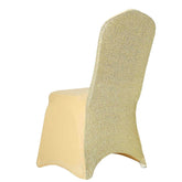 Spandex Chair Cover with Metallic Shimmer Tinsel Back for Banquet Chairs Champagne - Fitted Slipcover