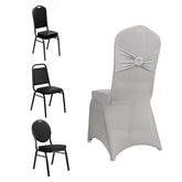 Spandex Chair Cover with Silver Rhinestone Buckled Sash Band Blush - Stretch Fitted Slipcover