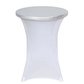 Spandex Cocktail Table Top Cover Fitted Metallic Silver - Stretchy & Wrinkle Free Topper