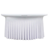Spandex Round 6ft Table Skirt White with Wavy Skirt-Like Effect Stylish Table Cover for Weddings, Banquets & Trade Shows