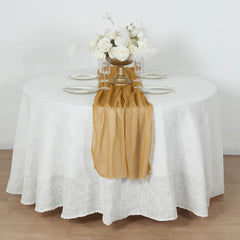 Glitter Gauze 27"x120" Table Runner Gold - Sparkling Reusable Wrinkle-Free Sheer Table Linen for Events