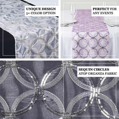 Sequin 14"x108" Table Runner Tea Green Circle Designs - Shimmering Tabletop Decor