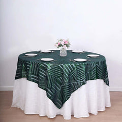 72" Square Hunter Emerald Green Diamond Glitz Sequin Table Overlay Topper