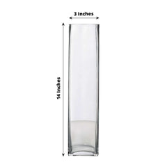 12-Pack Glass Cylinder Vases Square Clear - Durable Heavy Duty Floral Centerpieces for Weddings 14"
