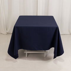 Cotton Blend 70"x70" Square Tablecloth Navy Blue - Wrinkle-Resistant Fabric Table Cover