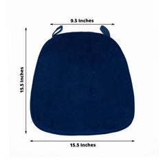 Velvet Chair Cushion with 2" Thick Memory Foam and Ties Navy Blue - Removable Cover for Chiavari Chairs
