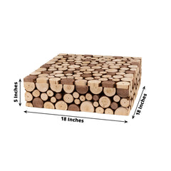 Wooden Cake Stand 18"x18" Square Design Rustic Natural Slices - Farmhouse Display Box Pedestal Riser