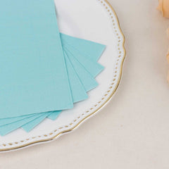 50-Pack Paper Napkins Soft Blue - Disposable 2-Ply Cocktail and Beverage Napkins for Weddings
