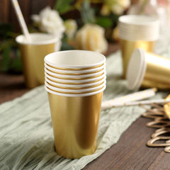 24-Pack Paper Cups in Metallic Gold - Stylish Disposable Party Cups for Hot & Cold Beverages 9oz
