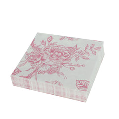 50 Pack Pink 2-Ply Paper Beverage Napkins in Matte Pink and White French Toile Floral Pattern, Highly Absorbent Soft Disposable Cocktail Napkins
