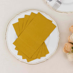 50-Pack Paper Napkins Soft Gold - Disposable 2-Ply Cocktail and Beverage Napkins for Weddings